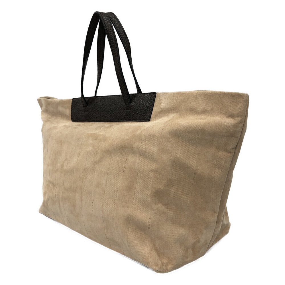 Fendi suede tote pattern monogram beige bag